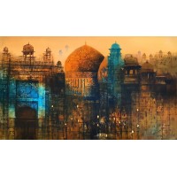 A. Q. Arif, 24 x 42 Inch, Oil on Canvas, Cityscape Painting, AC-AQ-512